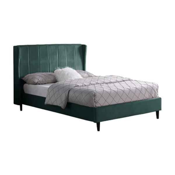 Amelia 4'6" Bed Green Velvet Fabric