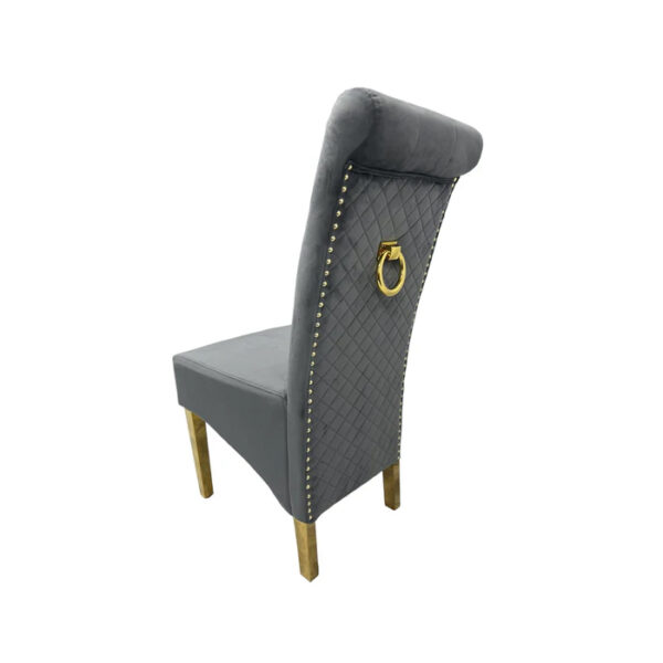 G-Lucy Dark Grey Chair (Ring Knocker/Gold Legs)