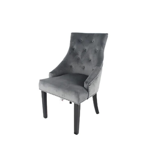 BK-Jessica Dark Grey Chair (Black Ring Knocker/Black Legs)