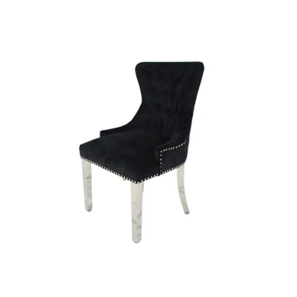 Chelsea Black Chair (Ring Knocker/Chrome Legs)