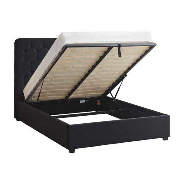 Madison Ottoman 4'6" Bed Black Velvet Fabric