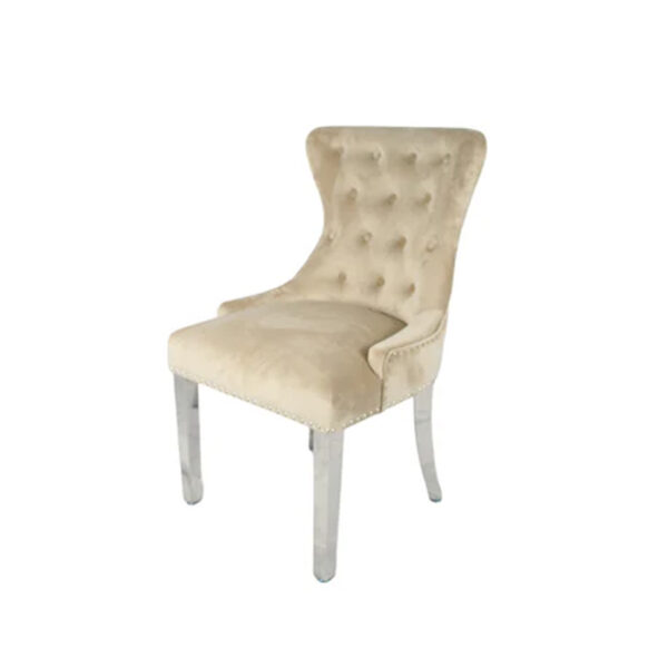 Chelsea Cream Chair (Ring Knocker/Chrome Legs)