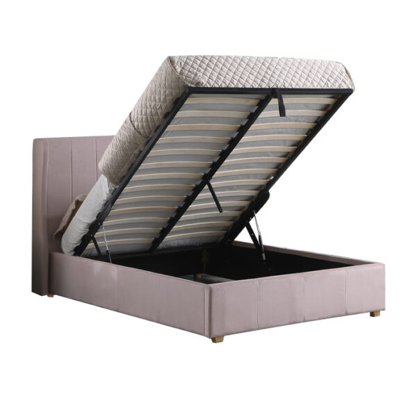 Amelia Plus 4'6" Storage Bed Pink Velvet Fabric